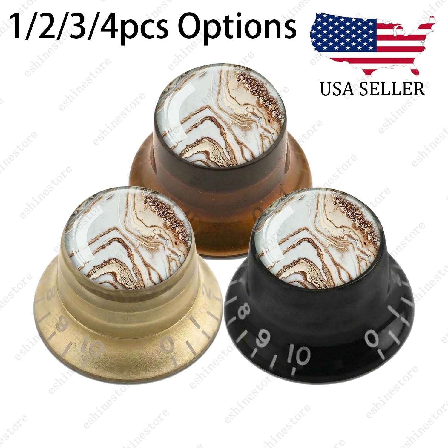 Guitar Reflector Knobs with Marble Texture Cap Top Hat Knob for Les Paul SG - 03