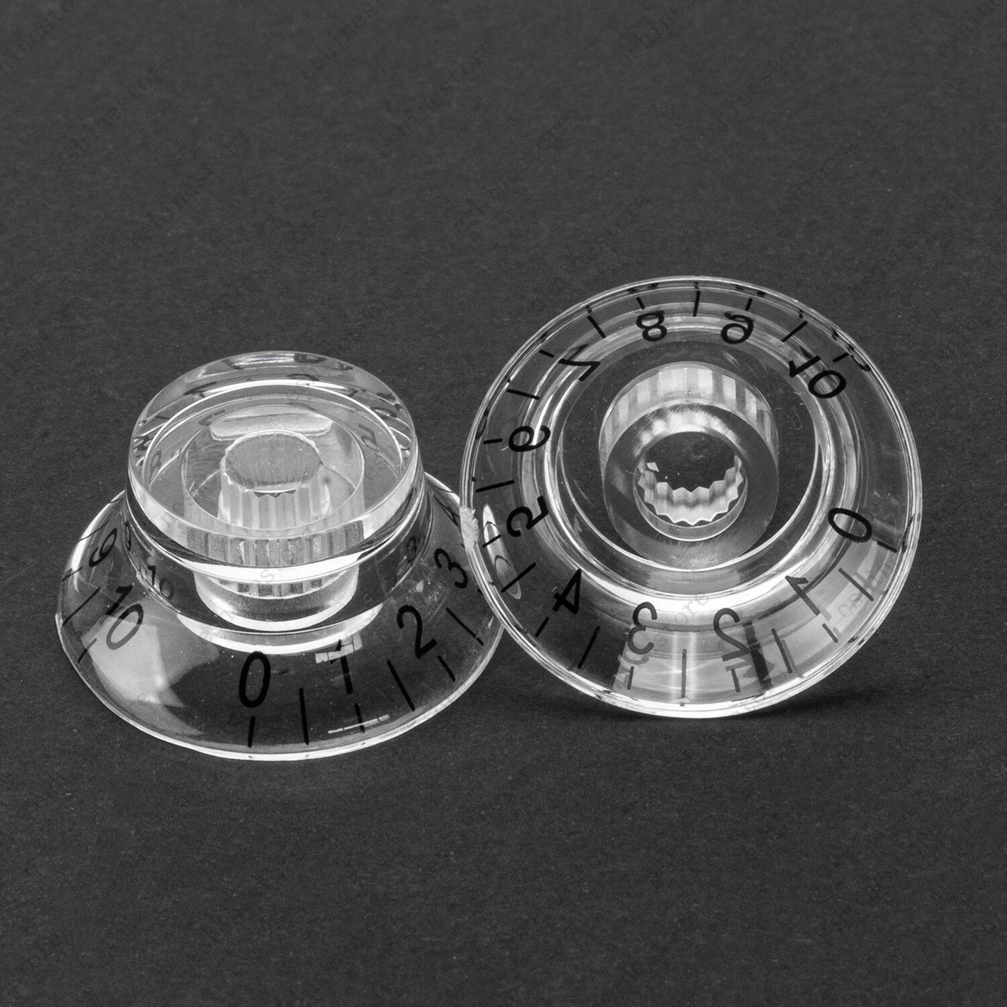 4x Electric Guitar Control Knobs Clear Speed Top Hat Bell Knobs For SG Les Paul