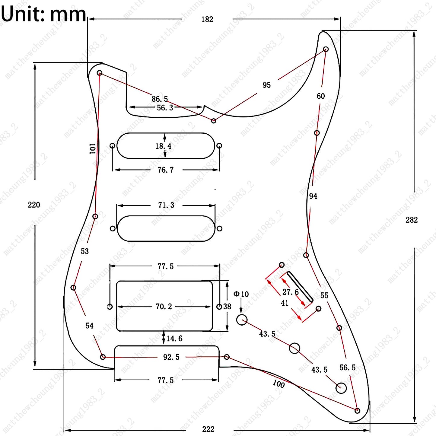 Electric guitar Aluminum HSS Pickguard with Screws for ST SQ Guitar - 2 Colors