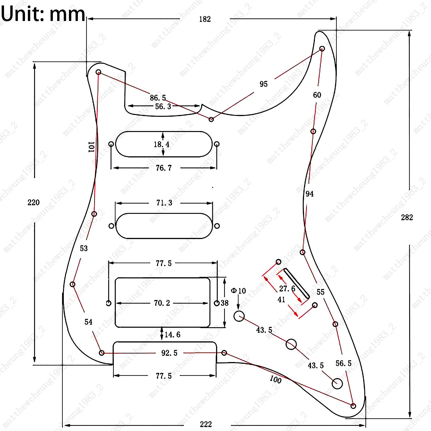 Electric guitar Aluminum HSS Pickguard with Screws for ST SQ Guitar - 2 Colors