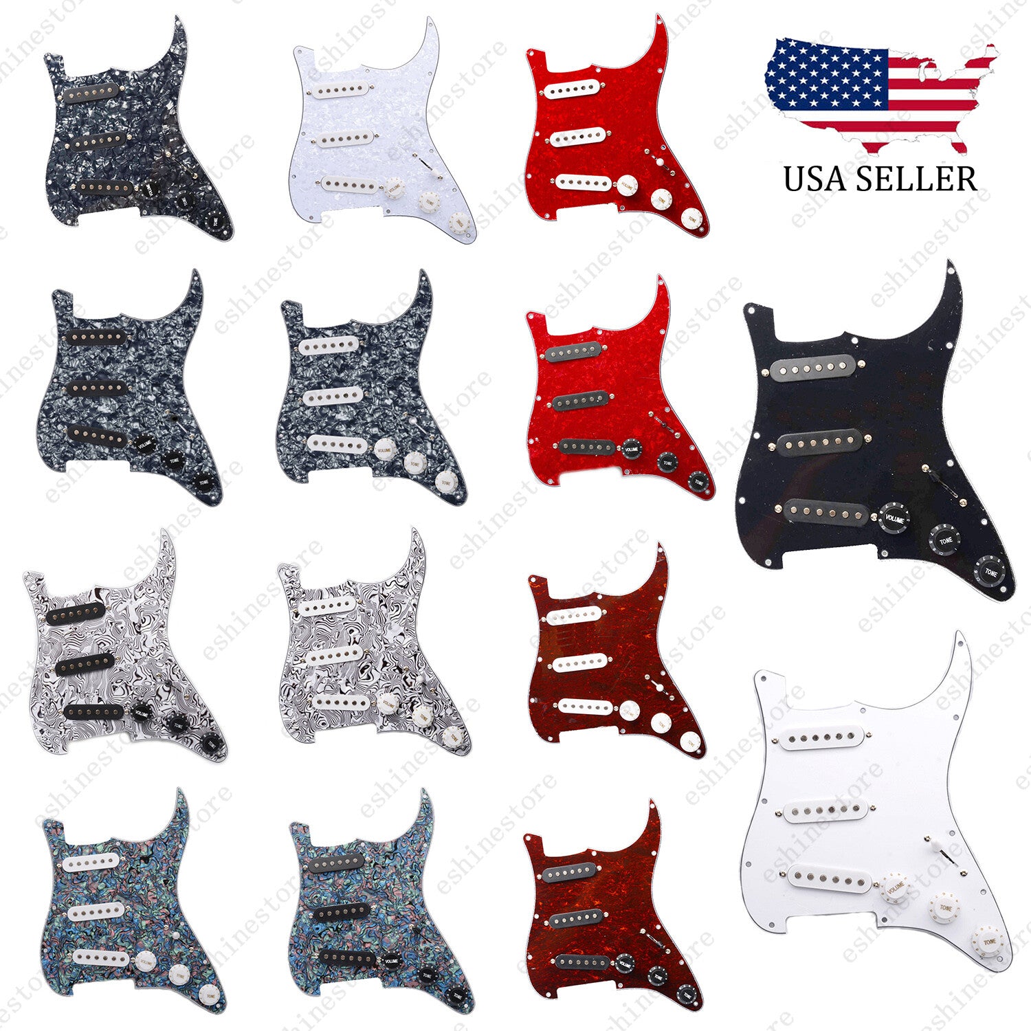 11 Hole SSS Strat Style Loaded Pickguard For Stratocaster Various Colors US SHIP