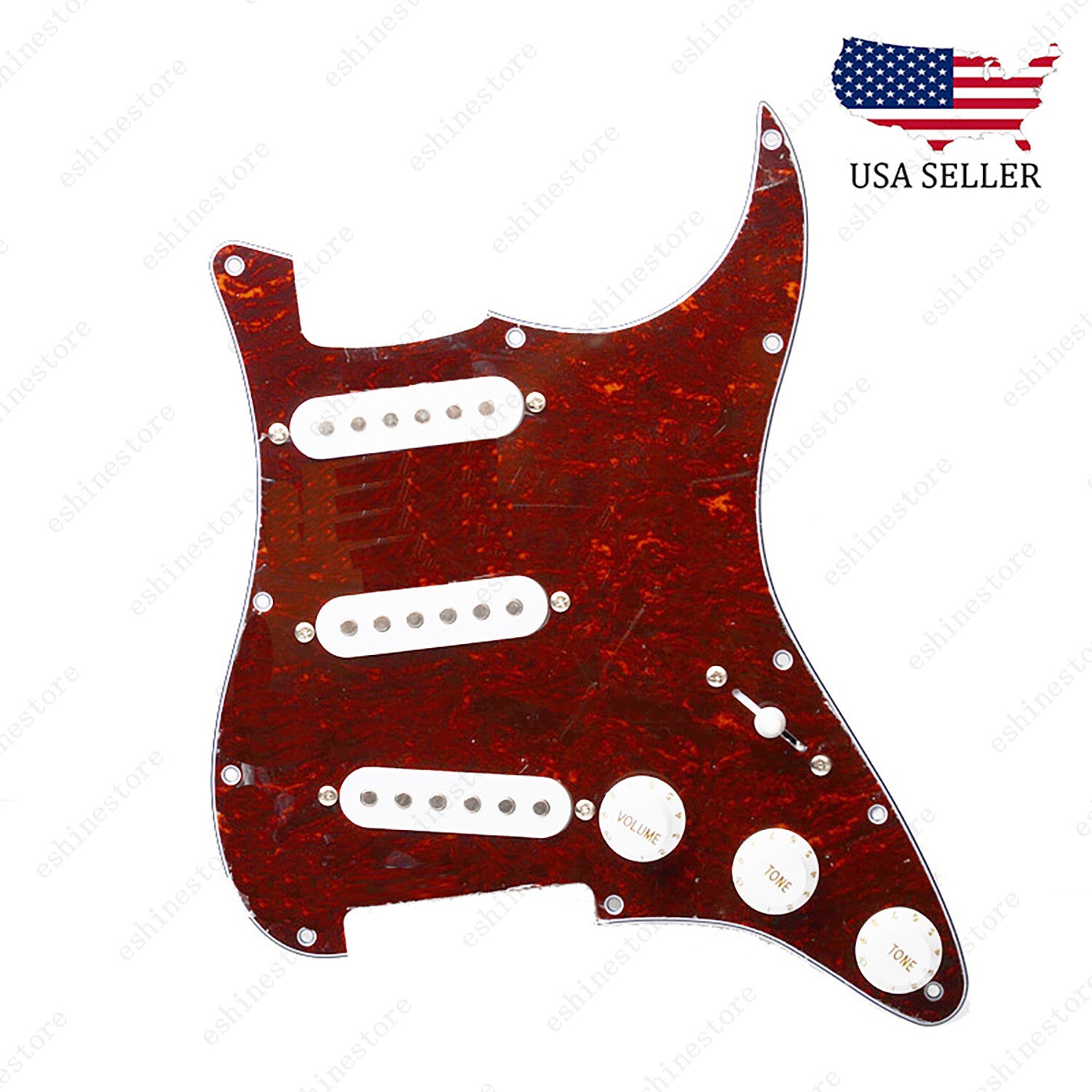 Loaded Strat Pickguard Prewired SSS Pickguard with Ceramic Pickups Tortoise W