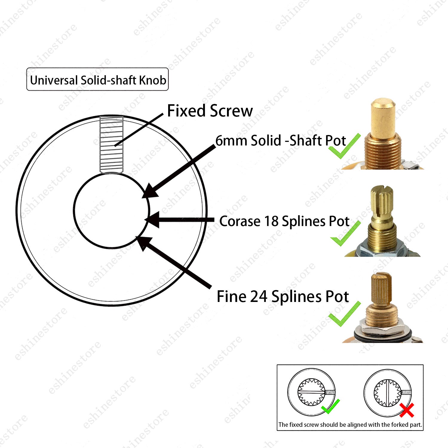 Guitar Aluminum Alloy Electronic Control Pot Knob Fit 18 24 Spline / Soild Shaft