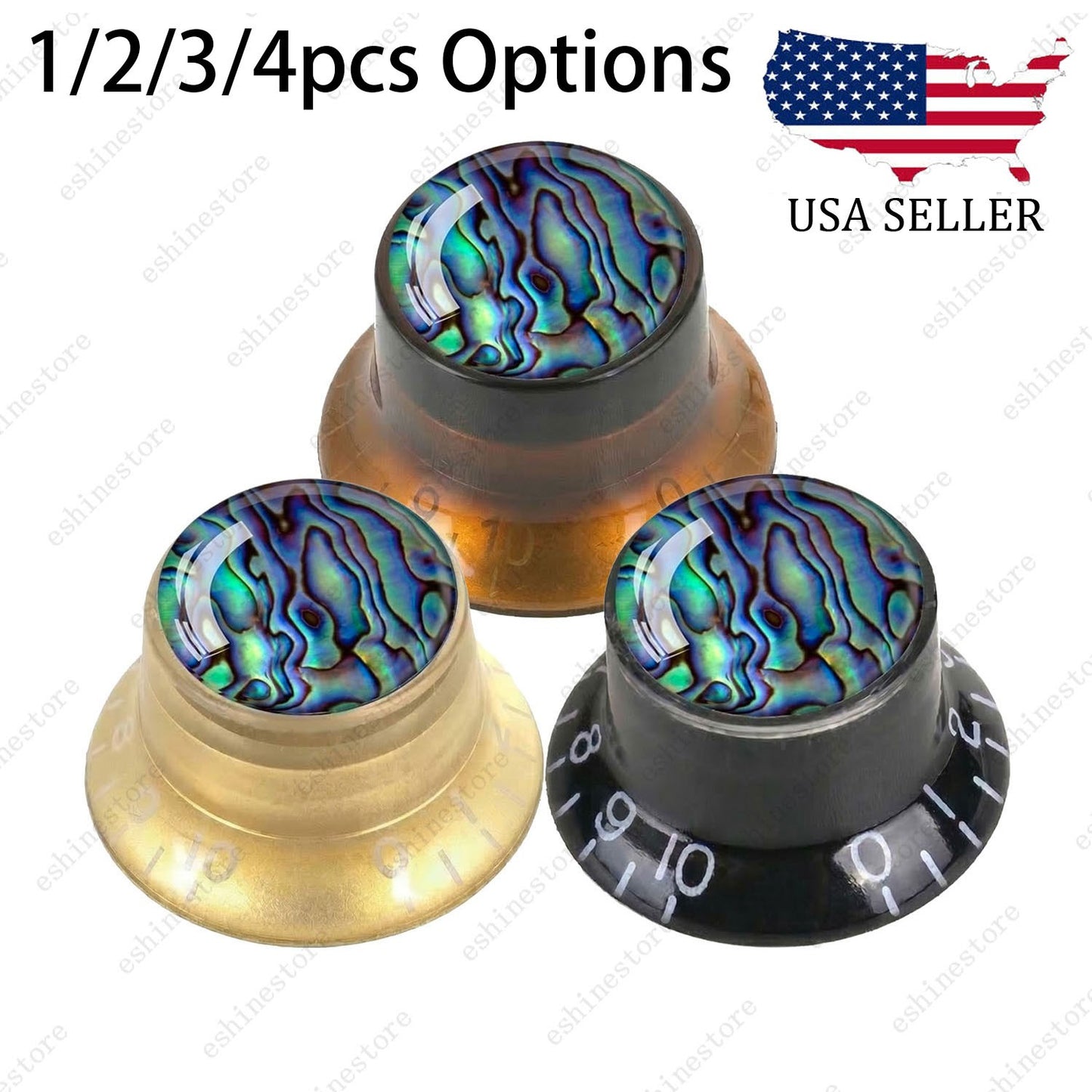 Guitar Reflector Knob with Seashell Pattern Cap Top Hat Knob for Les Paul SG -03