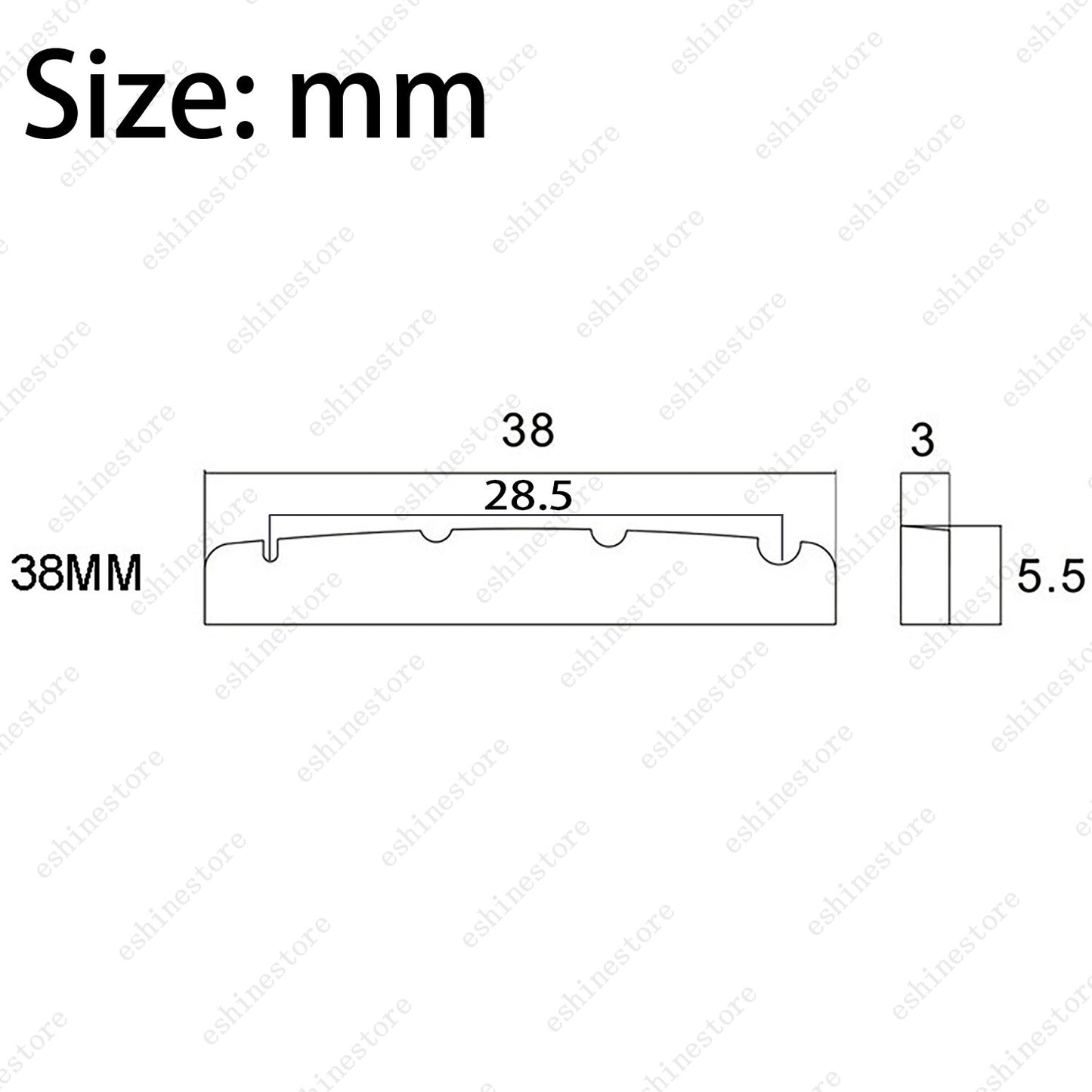 2PCS 38mm Bass Guitar Pre-Slotted Flat Bottom Bone Nut 4 String For Jazz Bass