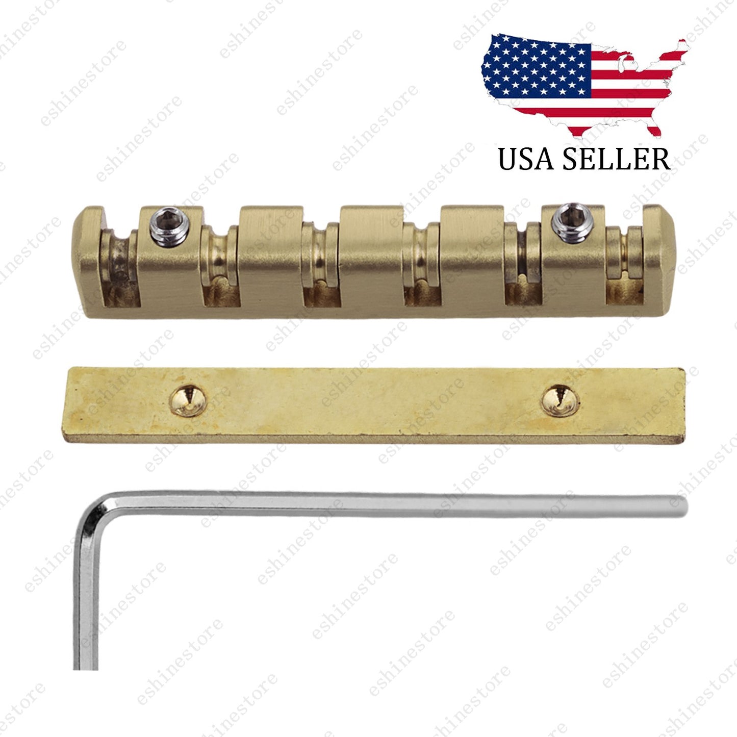 42mm Height Adjustable 6 String Brass Roller Guitar Nut for Electric Bass Guitar