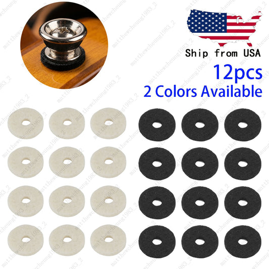 12Pcs Guitar Strap Button Felt Washers Pads 2mm Thickness for Electric Guitar