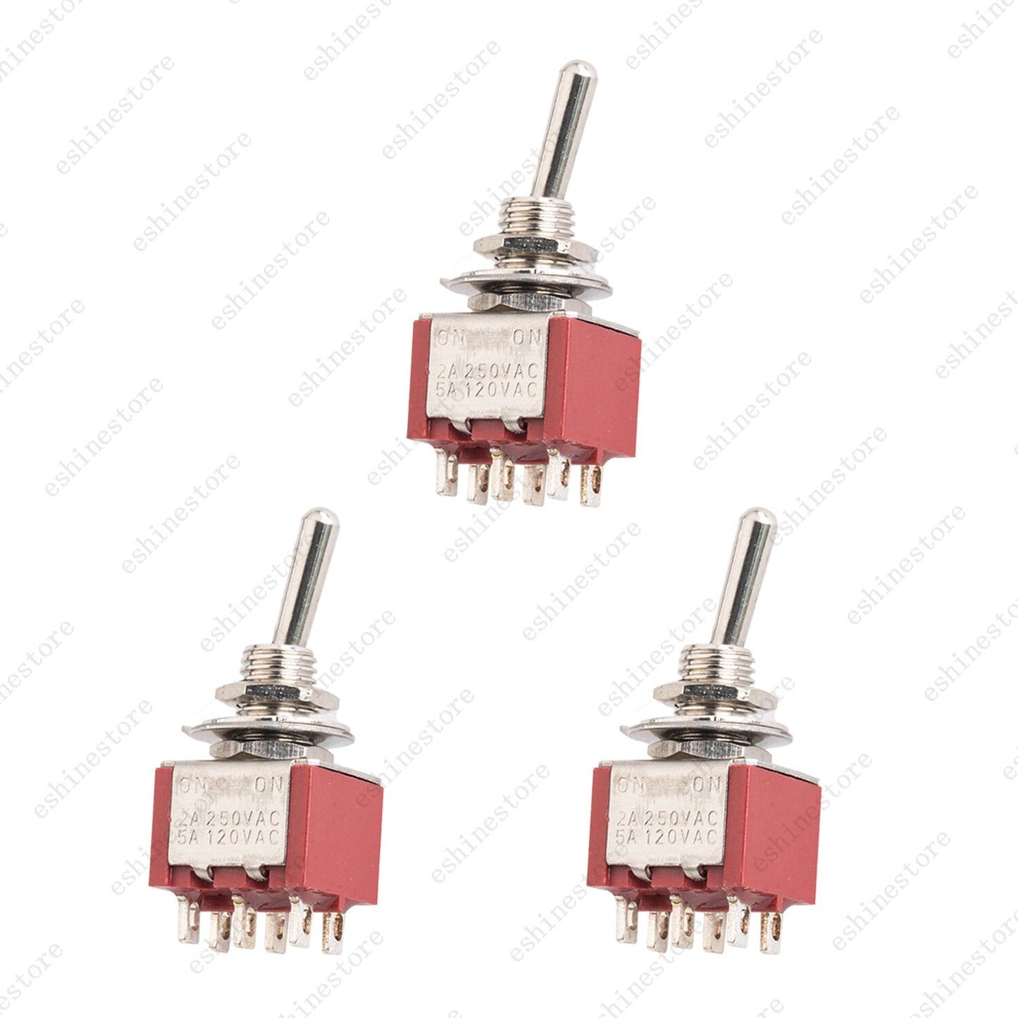Guitar DPDT Red 2 Way 6 Pin ON ON Guitar Mini Toggle Switch Car/Boat Switches