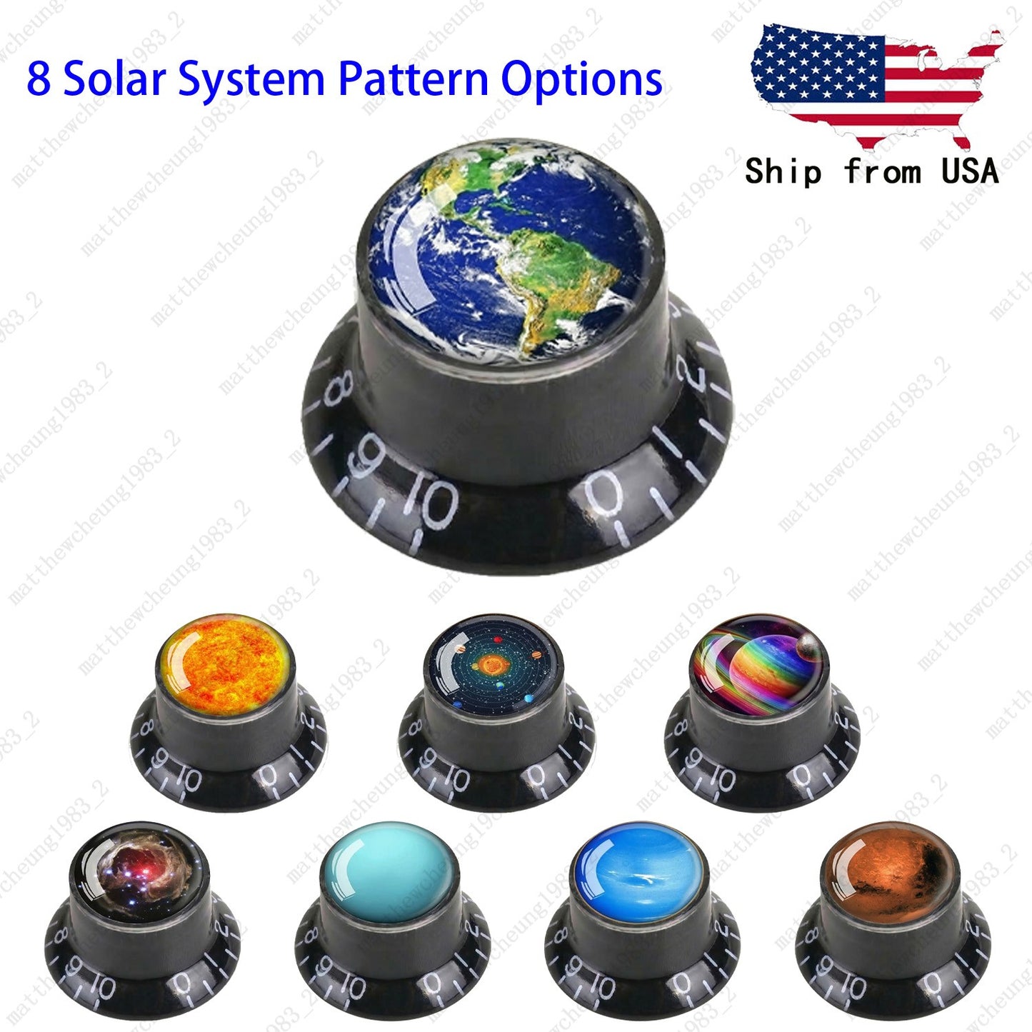 4Pcs Black Guitar Reflector Knos For Les Paul SG -8 Solar System Pattern Option