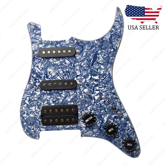 Loaded Strat Pickguard Prewired SSH Pickguard with Ceramic Pickups Gray Pearl B