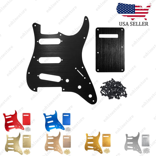11 Hole SSS Metal Guitar Pickguard & Back Plate Aluminum For Stratocaster