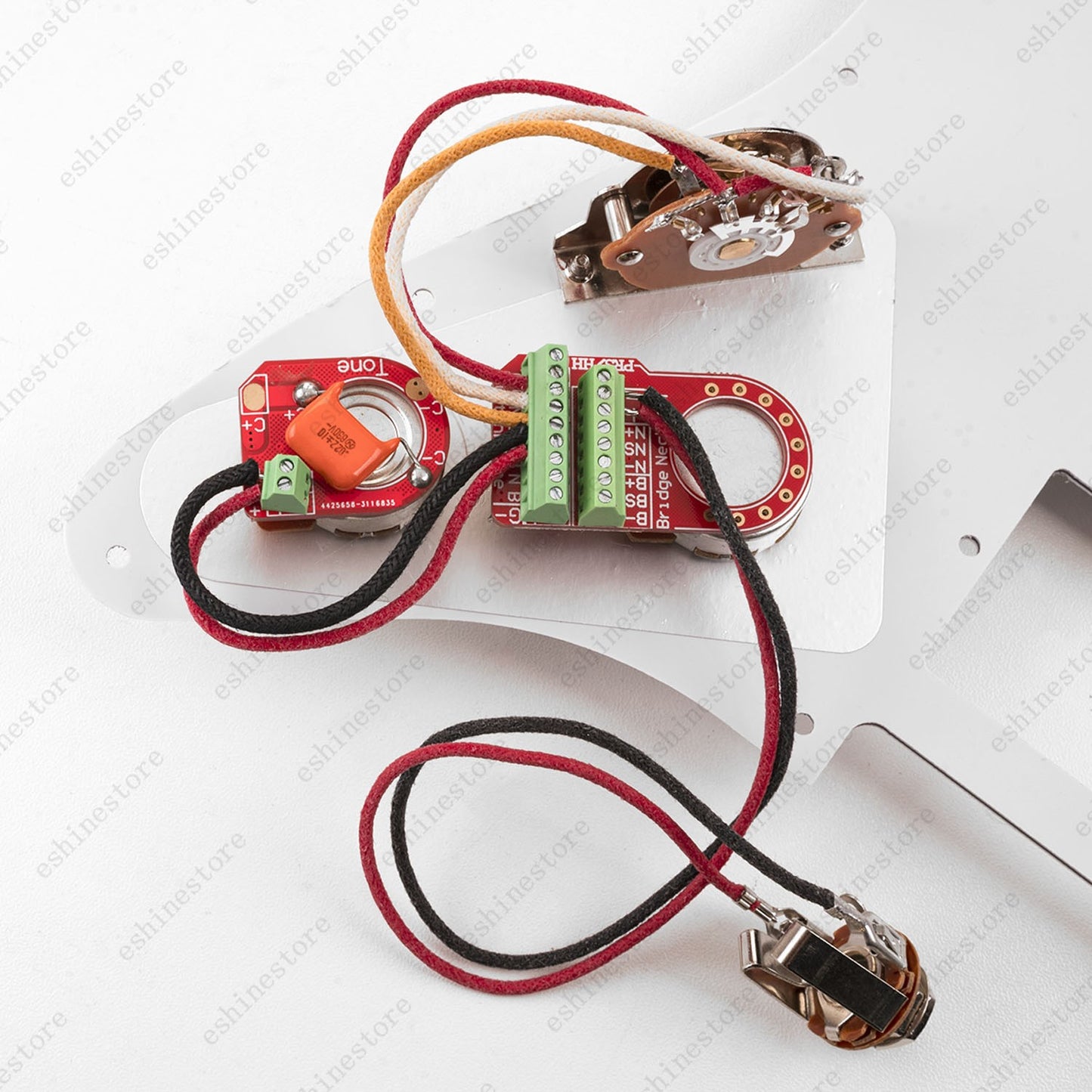 Solderless H-H Wiring Harness Premium Brass Pots + 3-Way Switch for Stratocaster