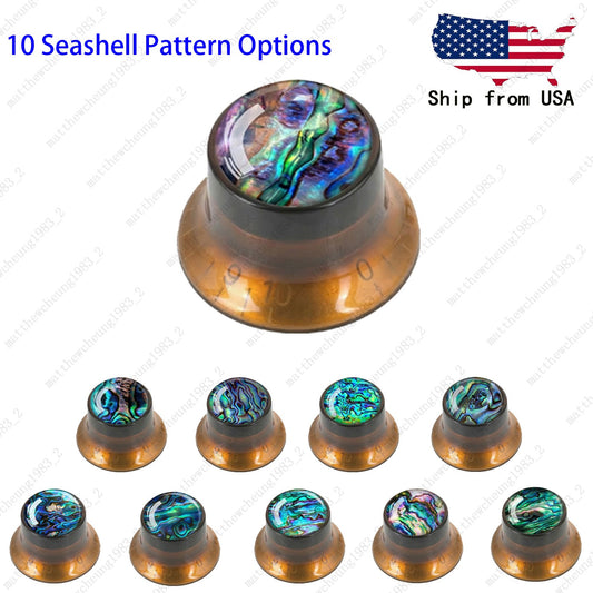 4Pcs Amber Guitar Reflector Knos For Les Paul SG -10 Seashell Pattern Options