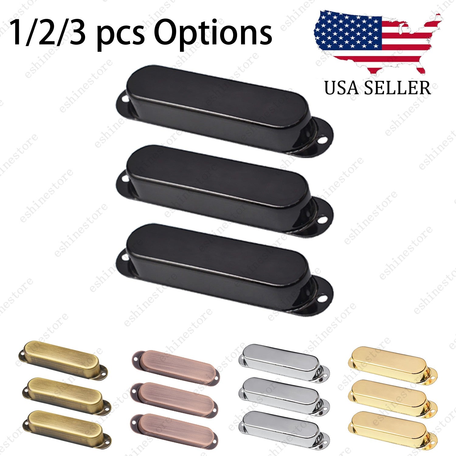 1/2/3 Pcs Metal Style Single Coil Guitar Pickup Cover No hole Brass For Strat