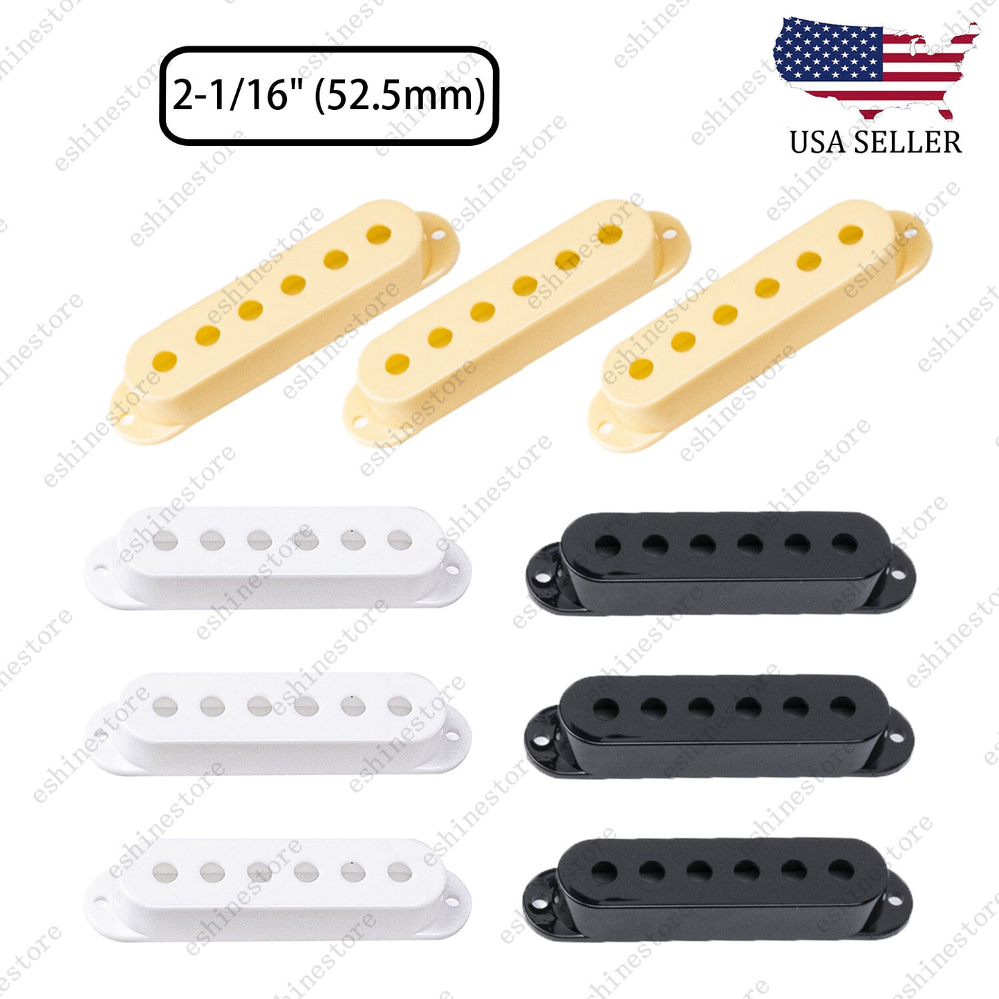 3x Plastic Single Coil Pickup Covers 2-1/16"52.5mm For Fender USA MIM Strat