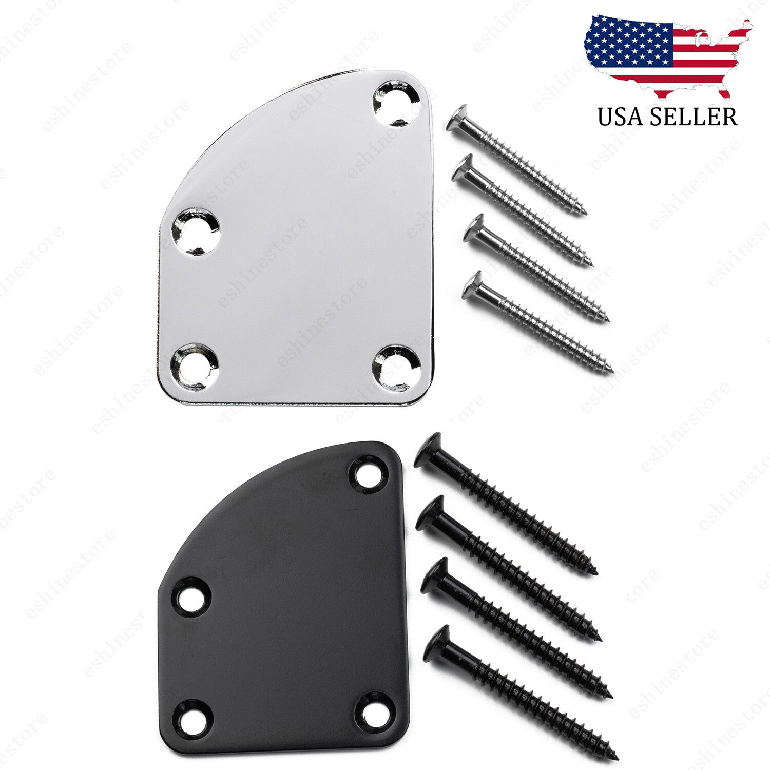 4 Holes Contoured Heel Neck Plate with Screws For Strat Tele Guitar Bass