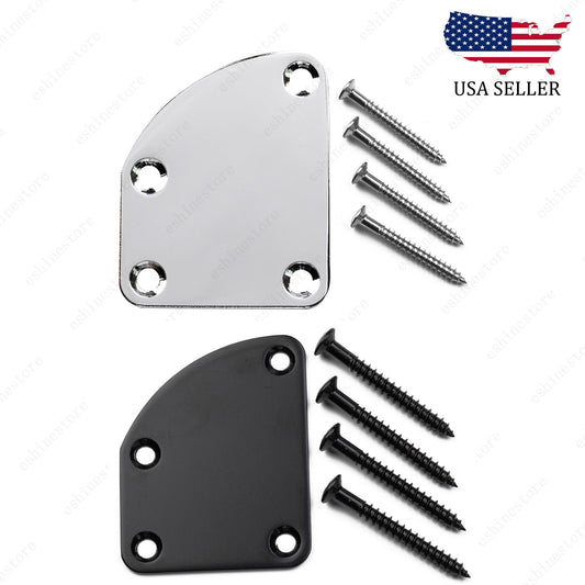 4 Holes Contoured Heel Neck Plate with Screws For Strat Tele Guitar Bass