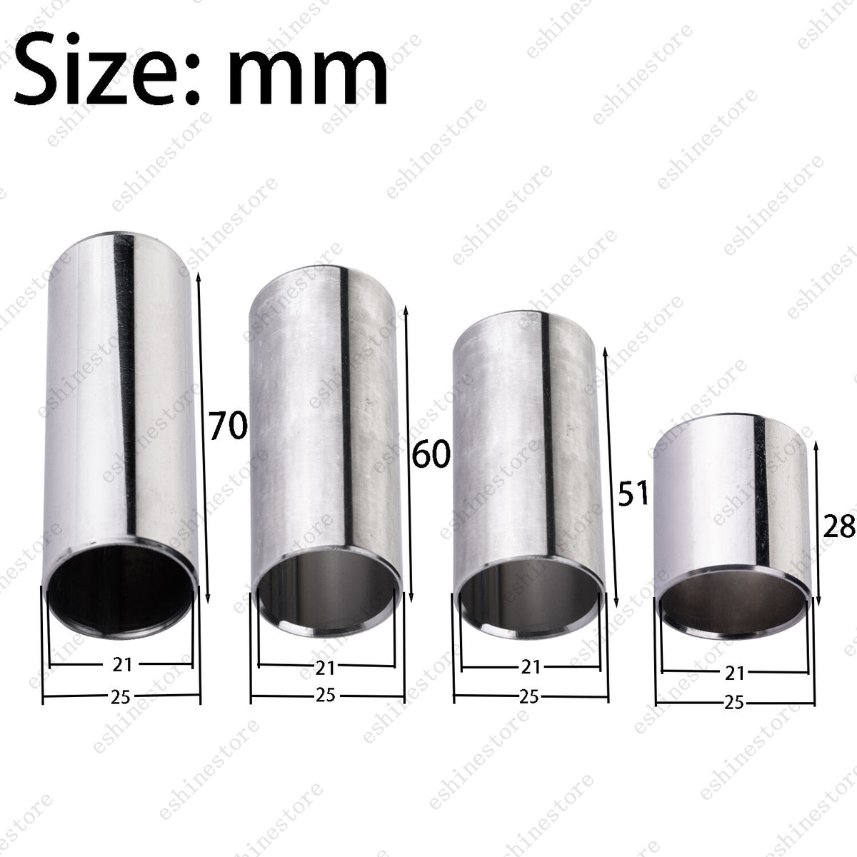 28/51/60/70mm Stainless Steel Cylinder Tube Guitar Slide Tone Bar Accessory