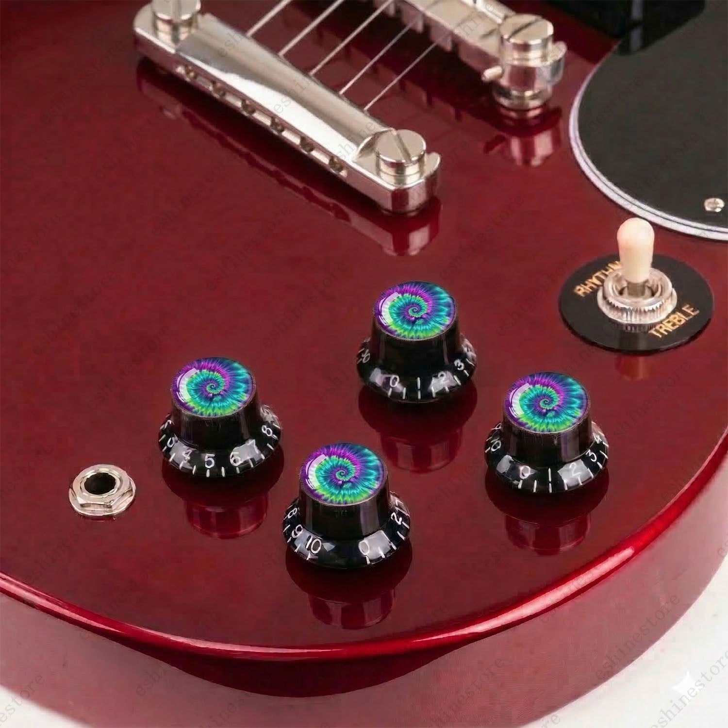 Guitar Reflector Knobs with Spiral Tie Dye Cap Top Hat Knob for Les Paul SG - 03