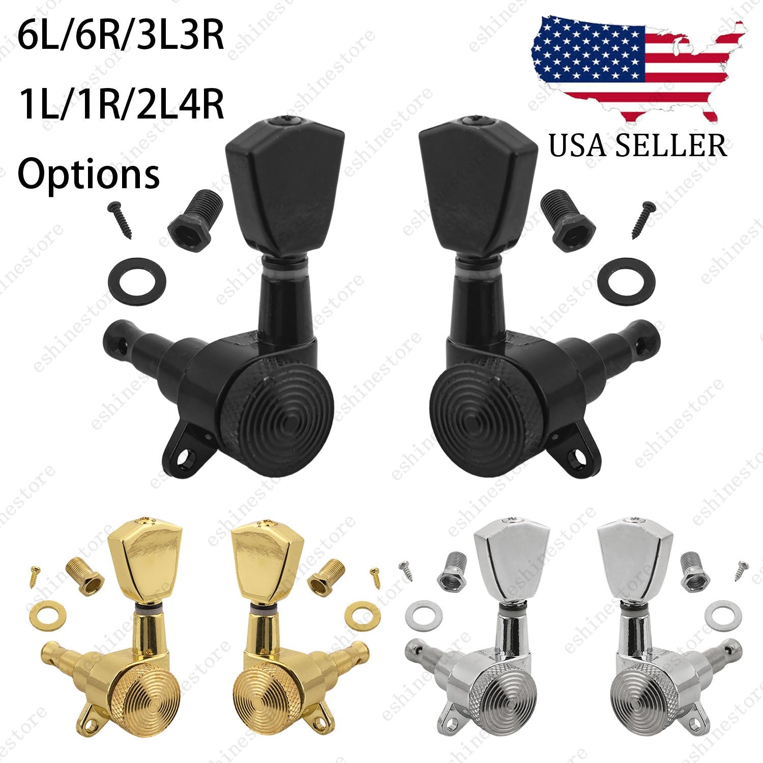 Electric Guitar Locking Tuners Tuning Pegs Machine Heads 1:18 L/R Inline