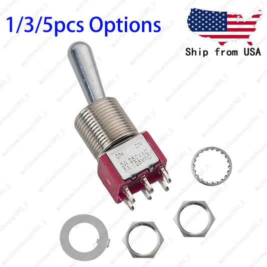 1/3/5 x Red Guitar/AMP Fat Bat Toggle Switch DPDT 6Pin 2-Position ON-ON Sealed