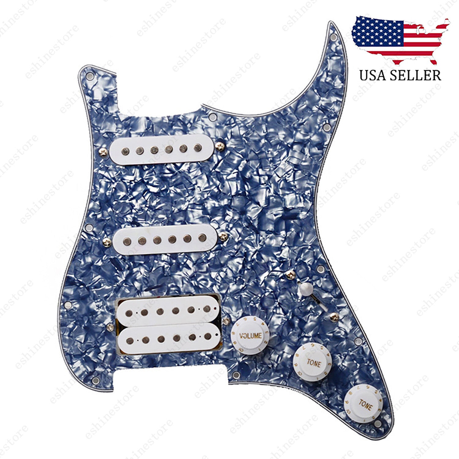 Loaded Strat Pickguard Prewired SSH Pickguard with Ceramic Pickups Gray Pearl W