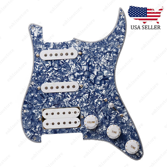 Loaded Strat Pickguard Prewired SSH Pickguard with Ceramic Pickups Gray Pearl W