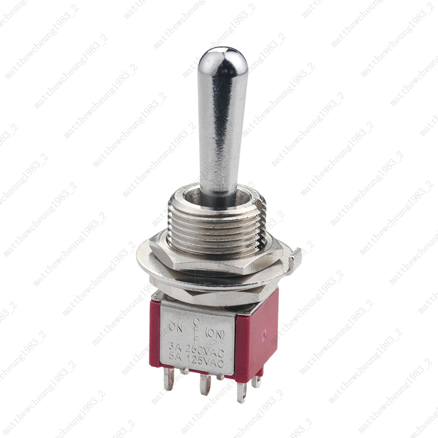 1/3/5pcs Guitar Momentary DPDT 6Pin 3-Position (ON)-OFF-ON Fat Bat Toggle Switch