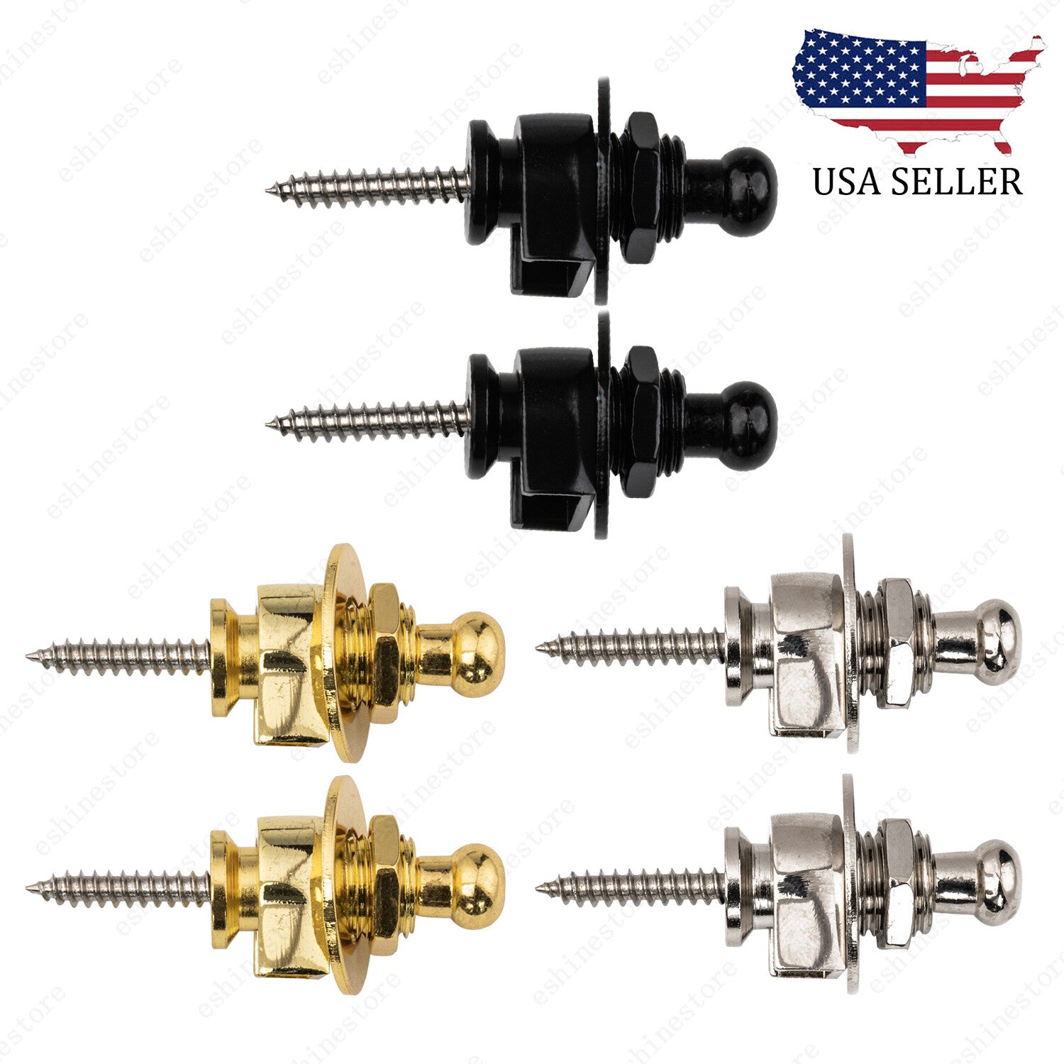2 PCS Guitar Strap Lock Security Metal Fastener Strap Locks Metal Button 3 Color