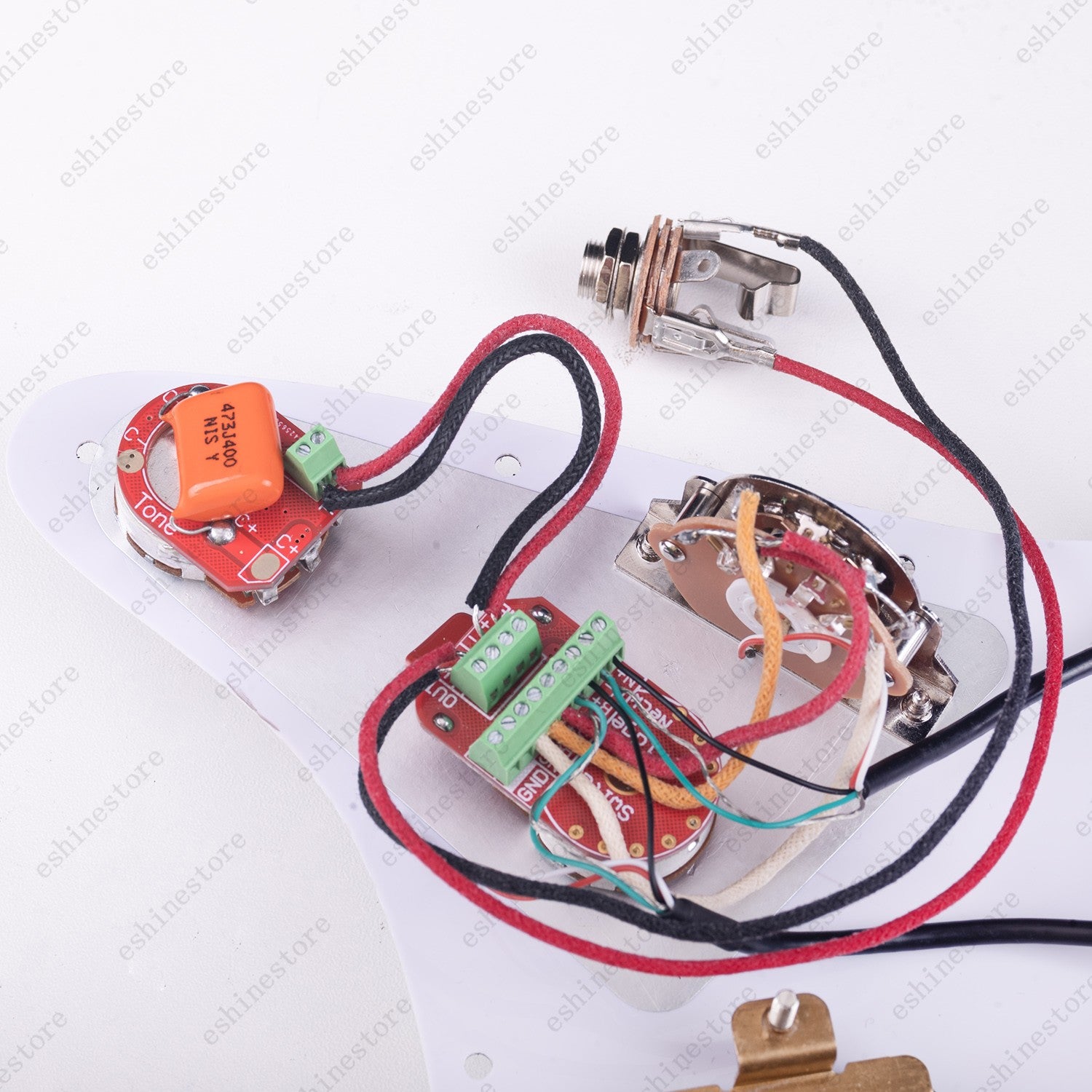 Solderless HH Wiring Harness Brass shaft Pots w/ 3-Way Switch for Stratocaster