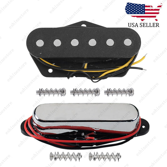 Electric Guitar Ceramic Single Coil Neck & Bridge Pickup Chrome+Black for TELE