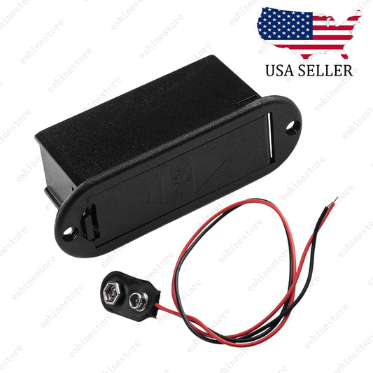 A Set of 9V Battery Box Case Holder for Active Guitar Bass Pickup - Black