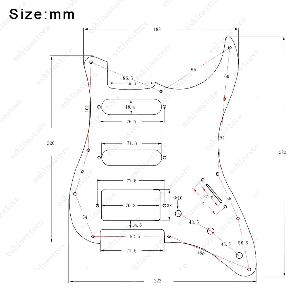 11 Hole HSS Metal Guitar Pickguard Aluminum For ST Strat Electric guitar 5 color