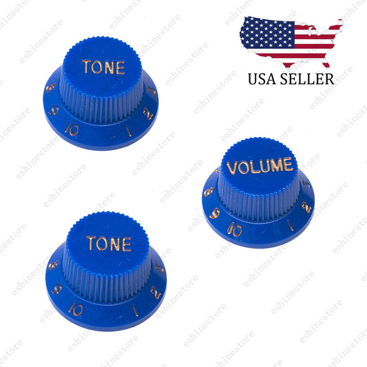 3x Blue Numbers ST Electric Guitar Knobs Volume Tone Knob For Stratocaster