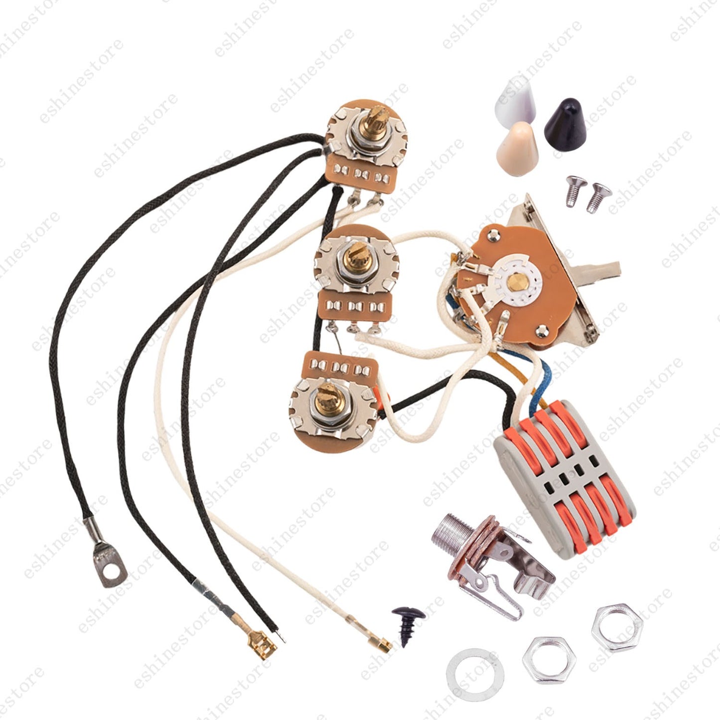 Solderless Guitar Pre-Wired Wiring Harness 5-Way Switch 2T1V A/B250K pots for ST