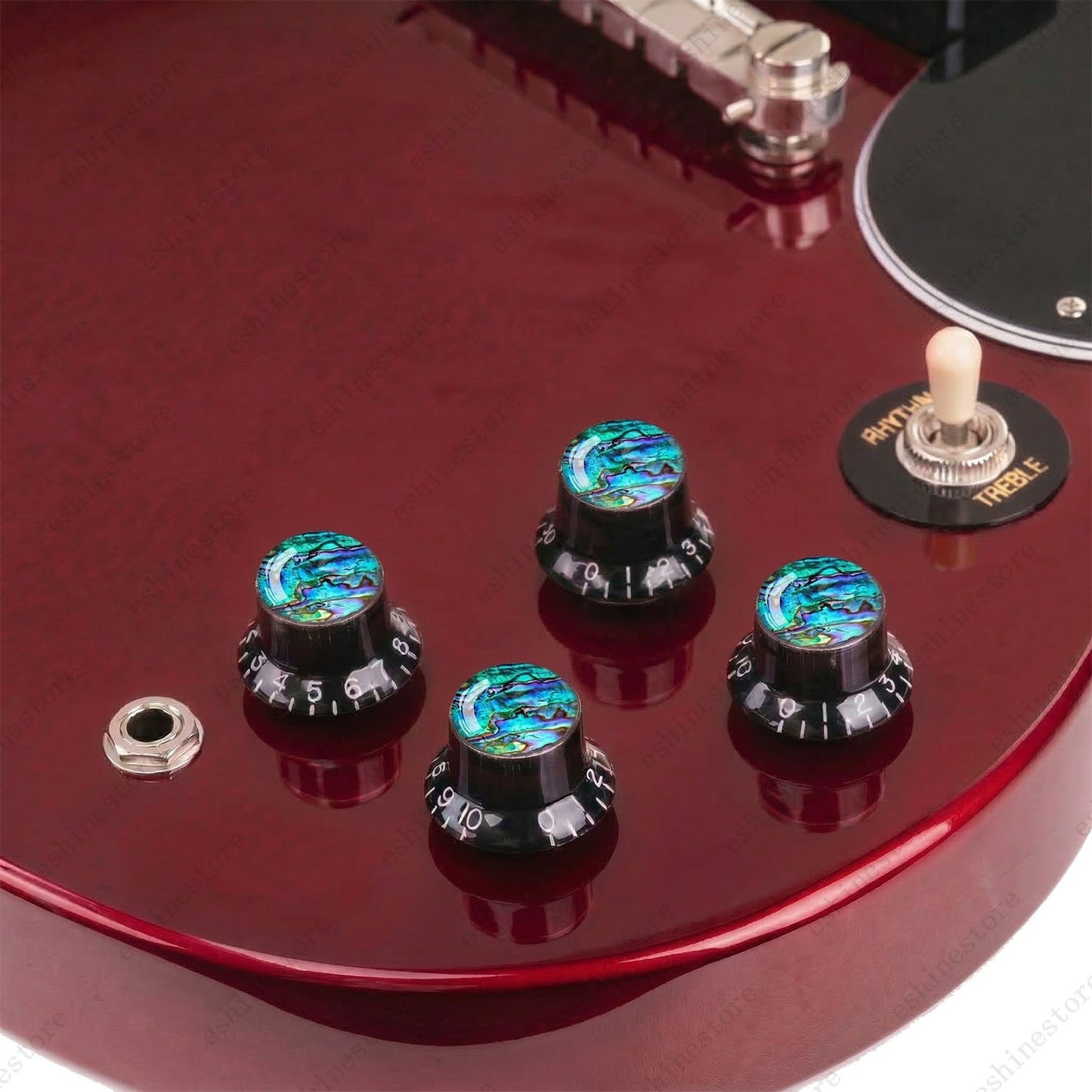 Guitar Reflector Knob with Seashell Pattern Cap Top Hat Knob for Les Paul SG -08
