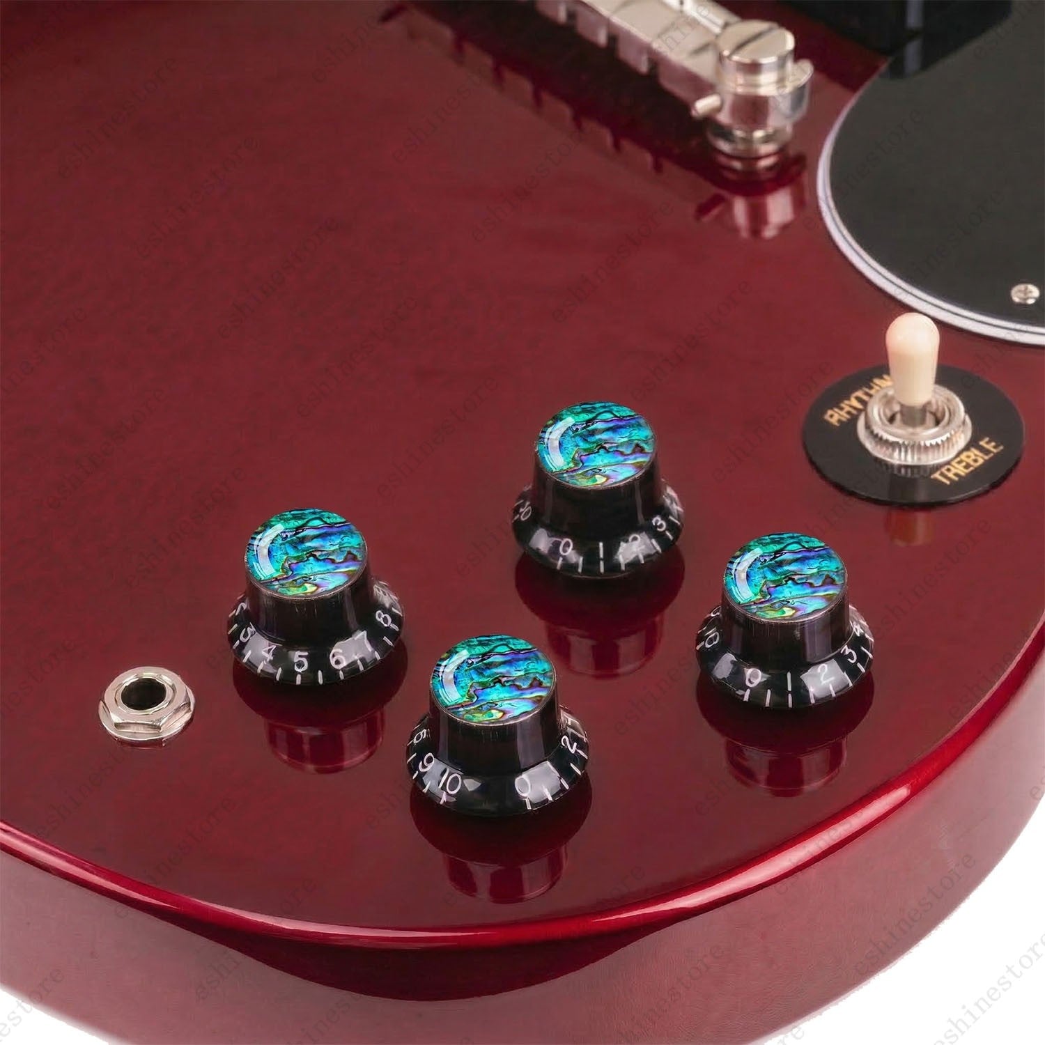 Guitar Reflector Knob with Seashell Pattern Cap Top Hat Knob for Les Paul SG -08