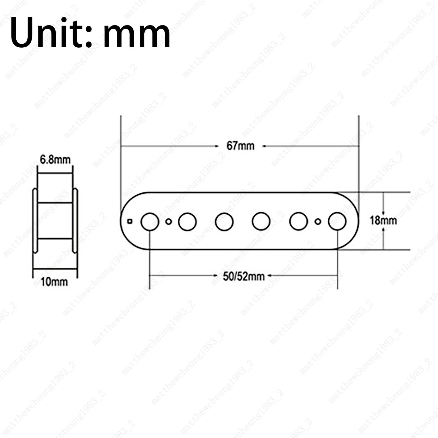 50/52mm Electric Guitar Double Coil Pickup Humbucker Slug Side Bobbin 12 Color