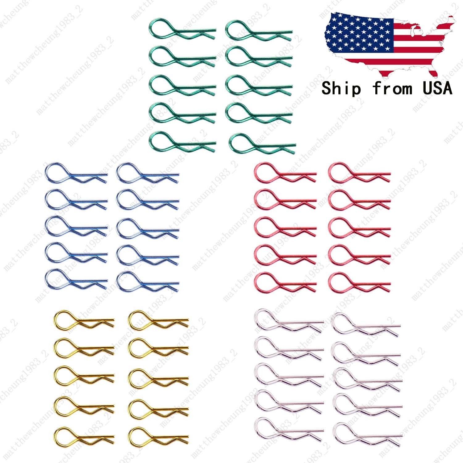10-Pack Metal R-Clips for RC 1:10 - 24mm Car Parts Fasteners (5 Colors)​