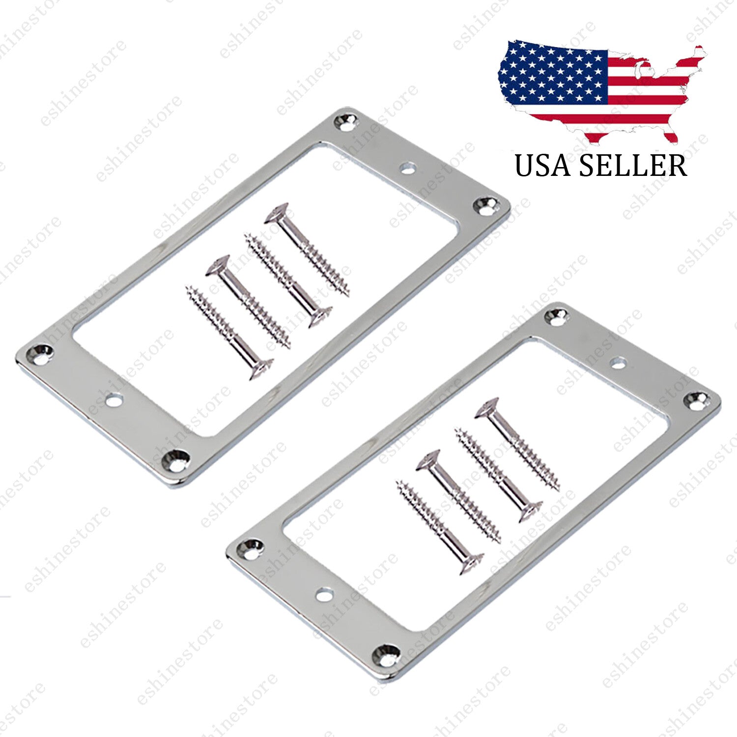 2x Chrome Metal Flat Bottom Humbucker Guitar Pickup Ring Frames For SG IBANEZ
