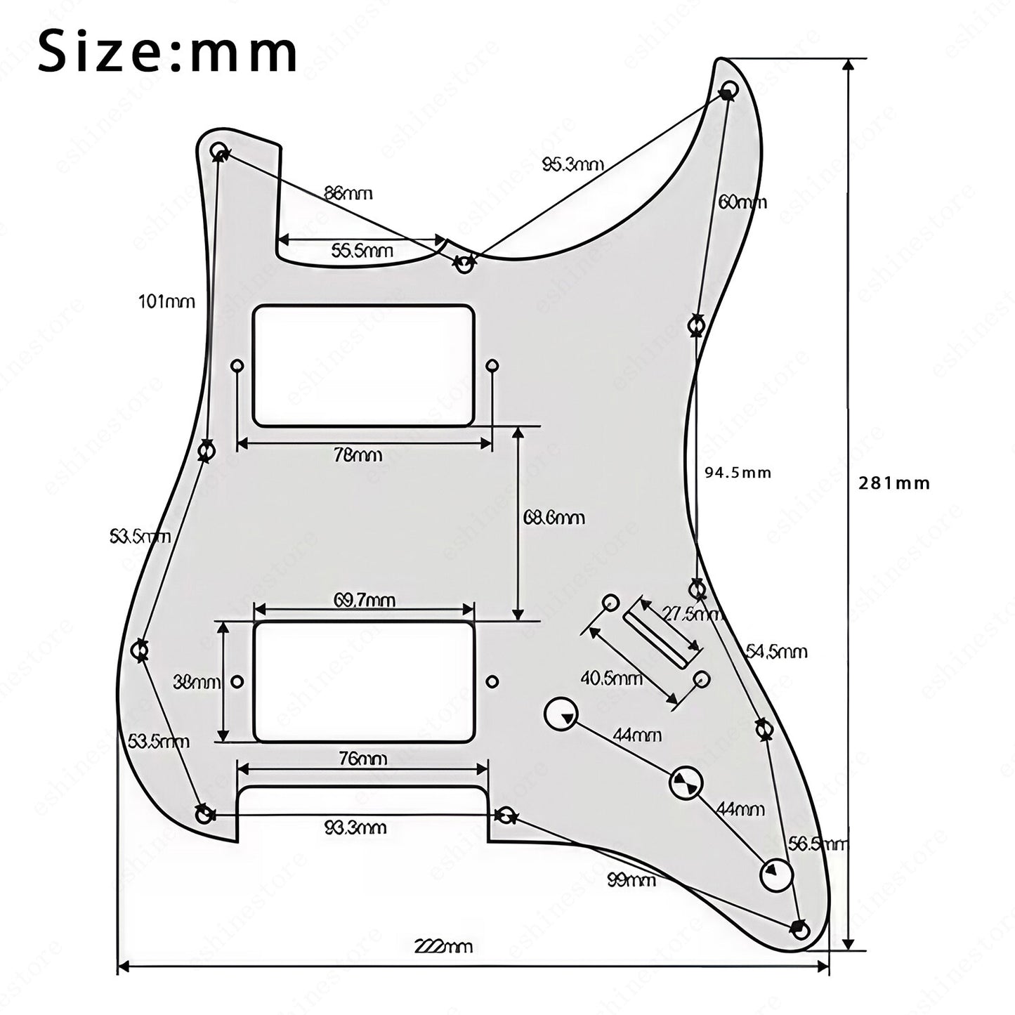 Loaded Strat Pickguard Prewired HH Pickguard with Ceramic Pickups Red Tortoise B