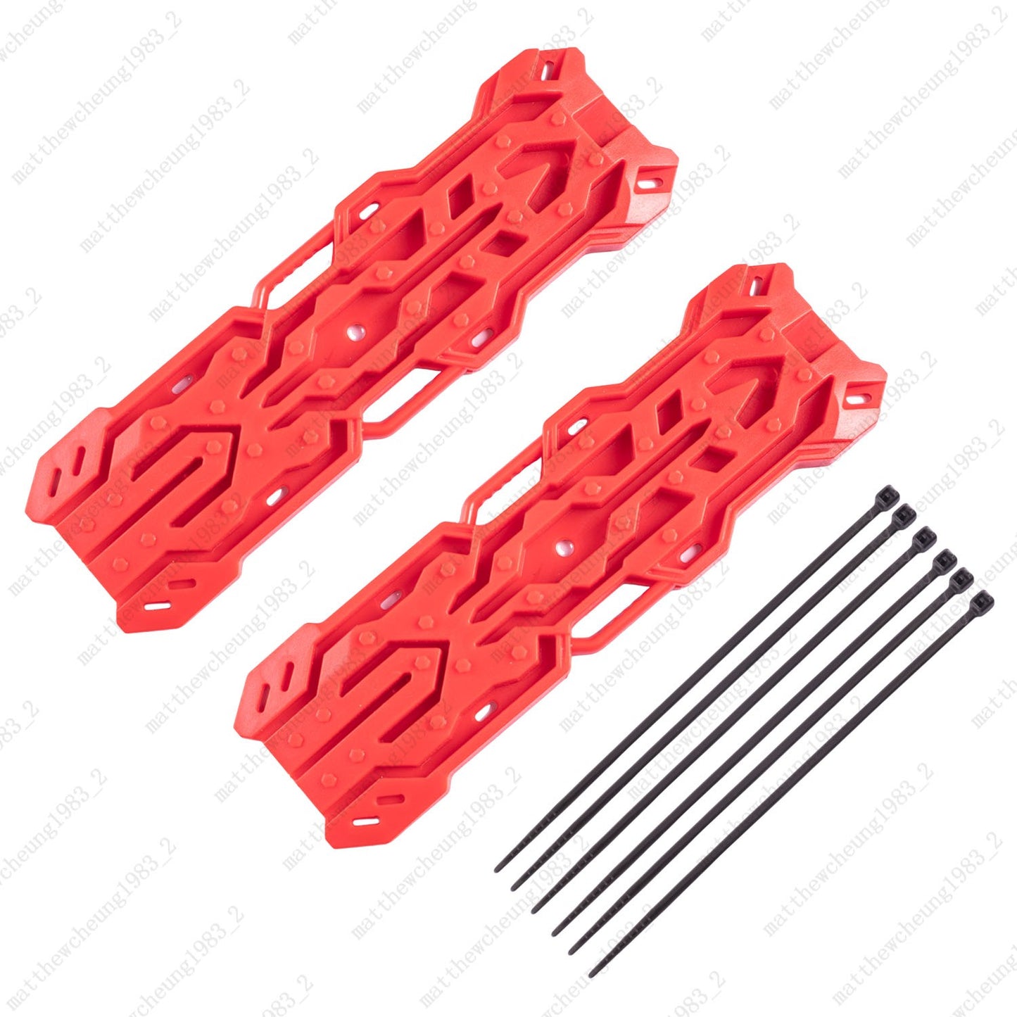 2pcs Light Plastic Recovery Board for RC Car-1/8 1/10, Black/Red, 141.5x42.5mm
