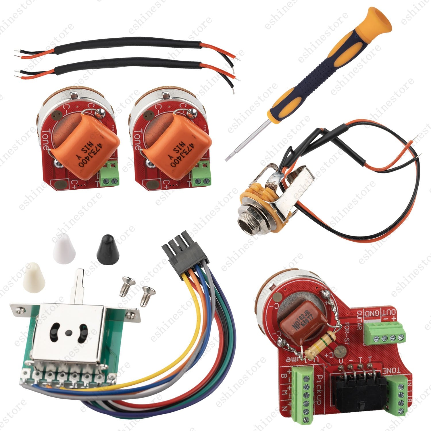 Solderless Custom Dual Tone Wiring Harness Treble Bleed Circuit For Fender SQ