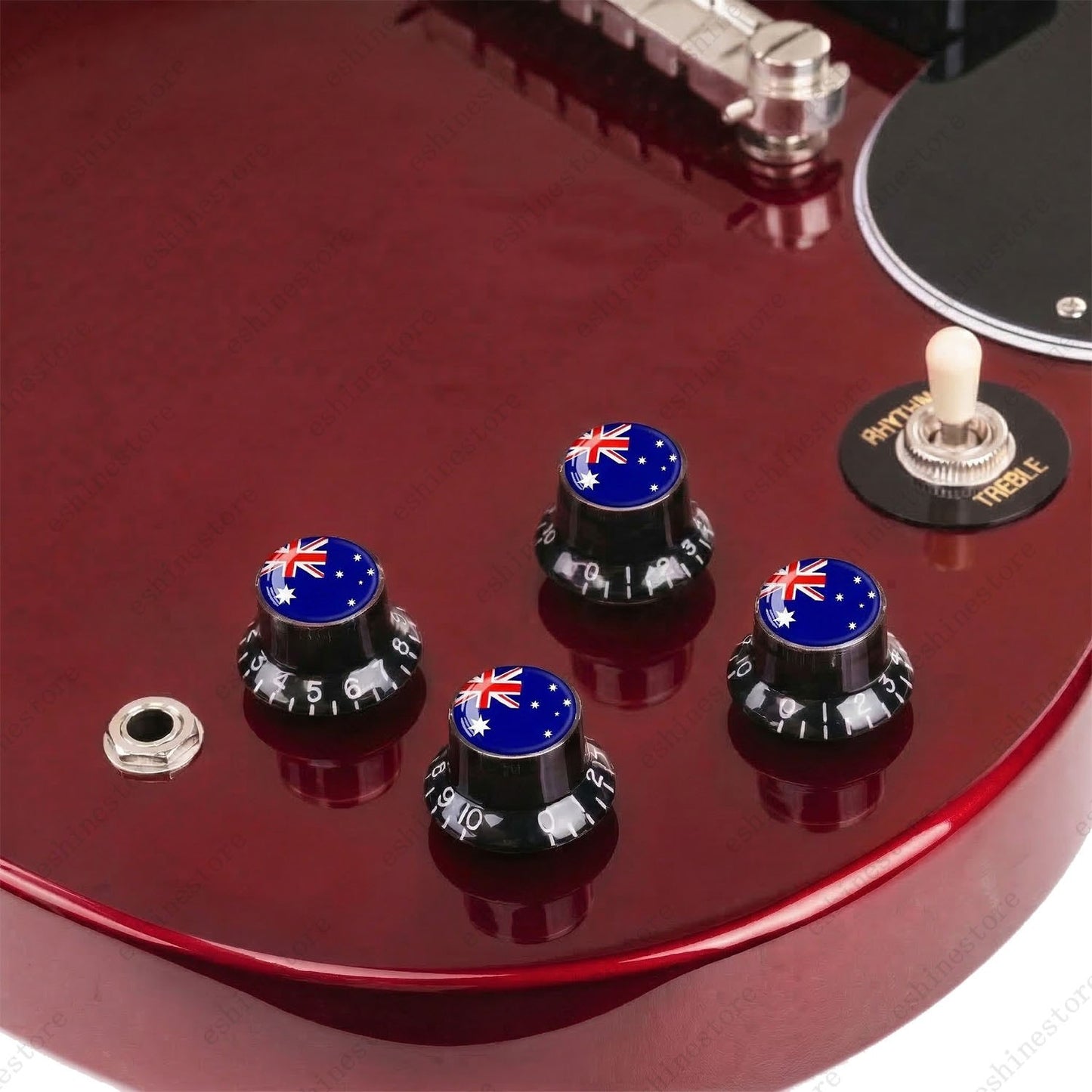 Guitar Reflector Knobs w/ Australia Flag Design Cap Top Hat Knob for Les Paul SG