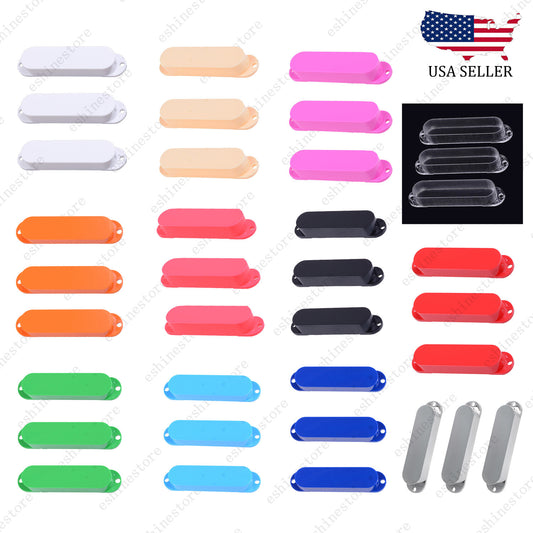 3 Pcs Plastic No Hole SSS Single Coil Pickup Covers For Fender SQ Strat 12 Color