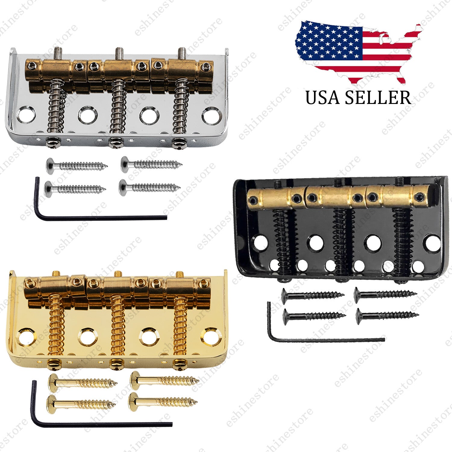 6 String Guitar Bridge Short Telecaster Bridge Vintage Brass 3-Saddle for TELE
