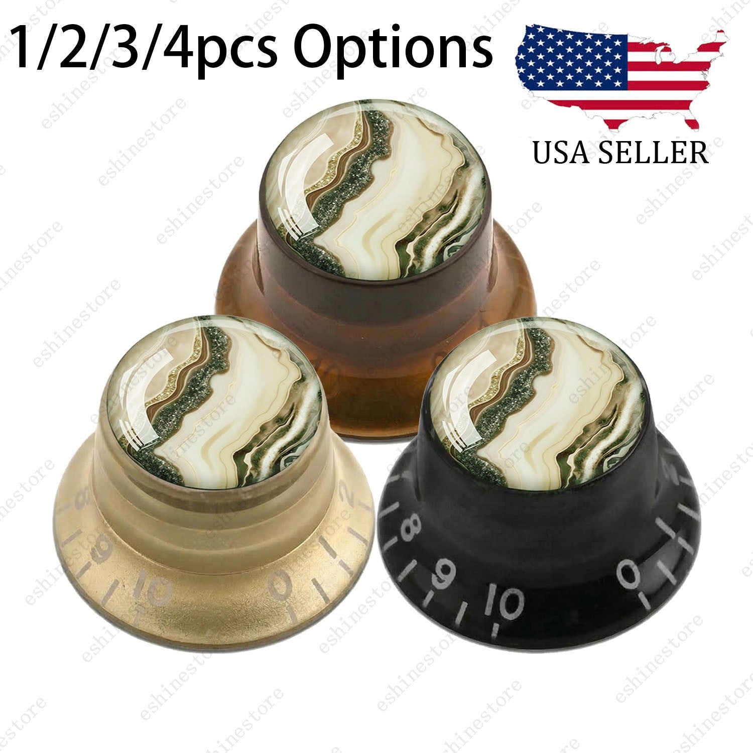 Guitar Reflector Knobs with Marble Texture Cap Top Hat Knob for Les Paul SG - 08