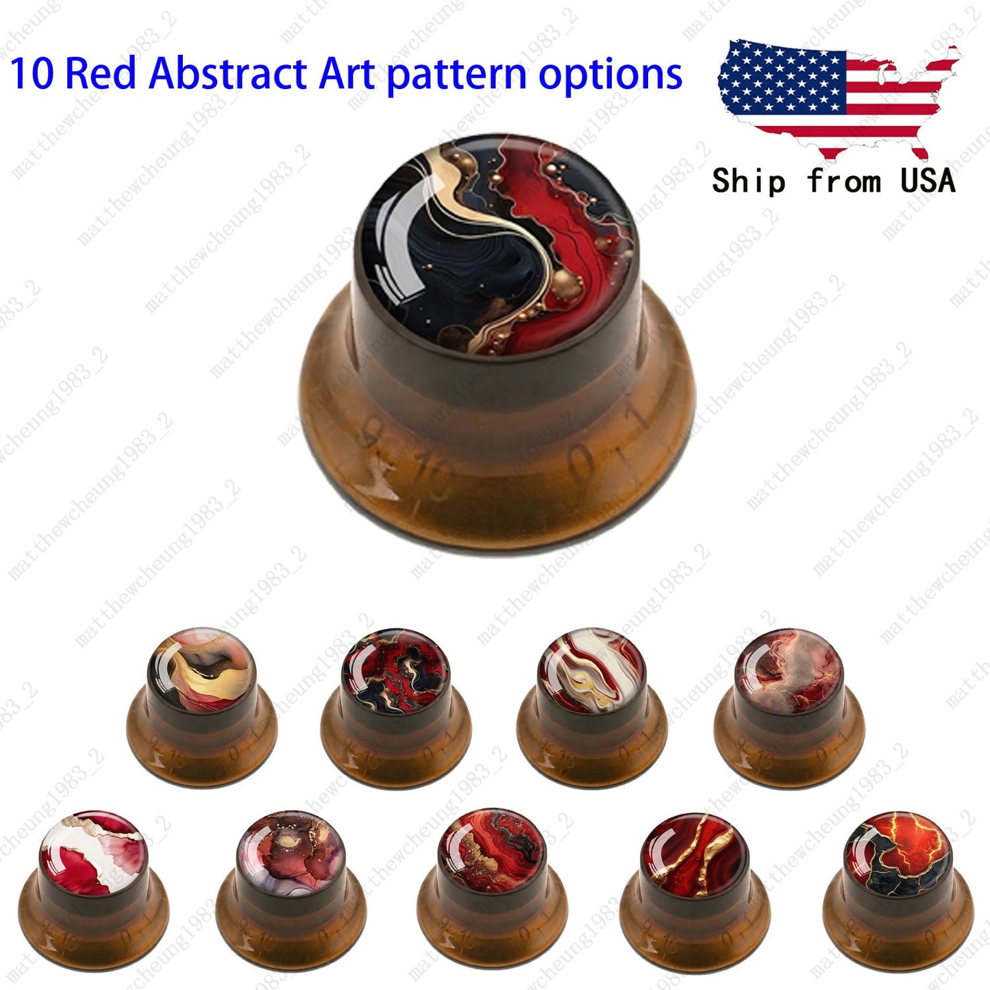 4Pcs Amber Guitar Reflector Knobs For Les Paul SG -10 Abstract Art Style Options