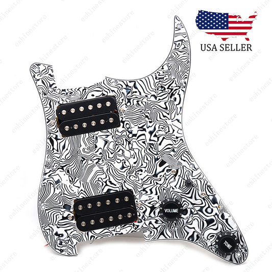 Loaded Strat Pickguard Prewired HH Pickguard with Ceramic Pickups Cowrie Black