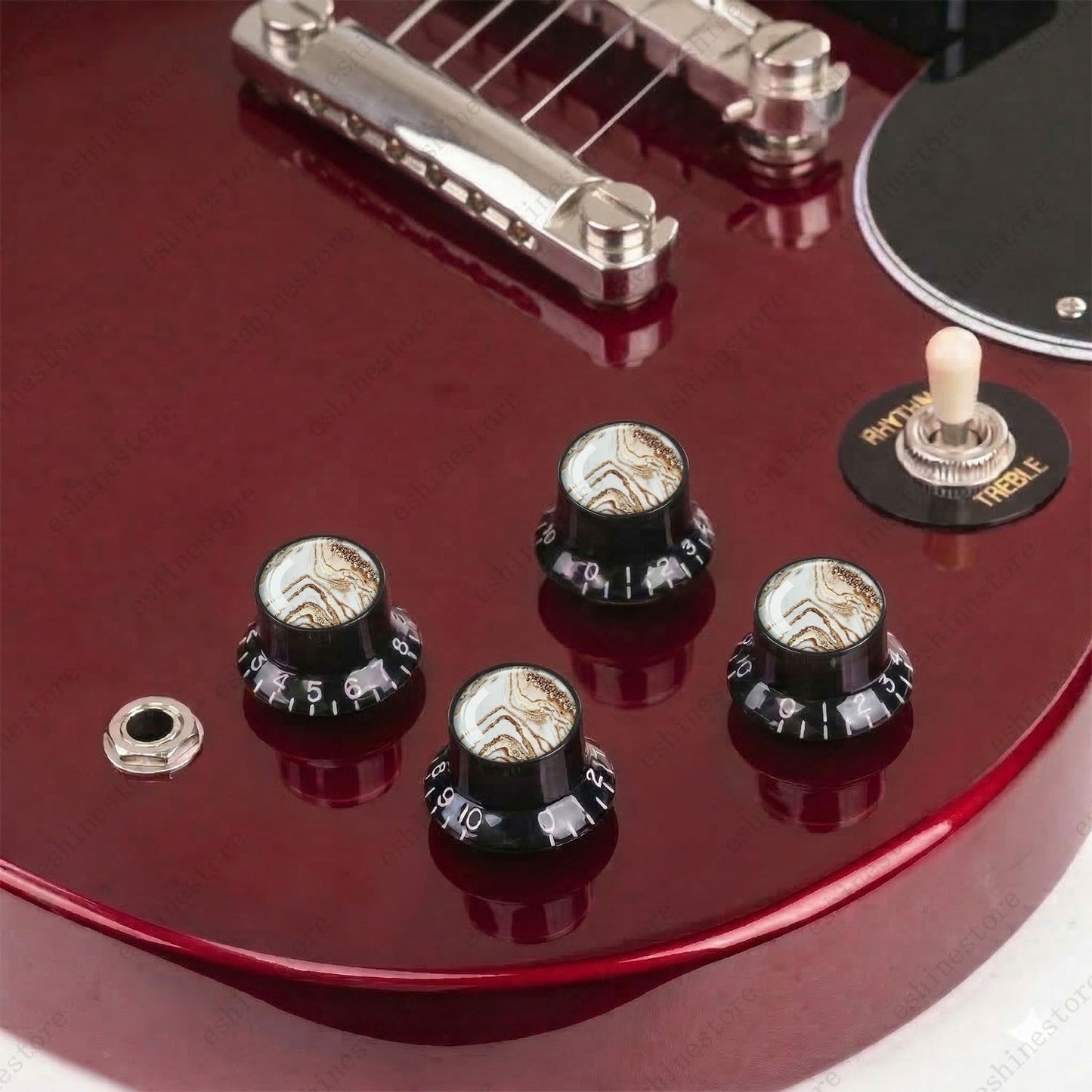 Guitar Reflector Knobs with Marble Texture Cap Top Hat Knob for Les Paul SG - 03